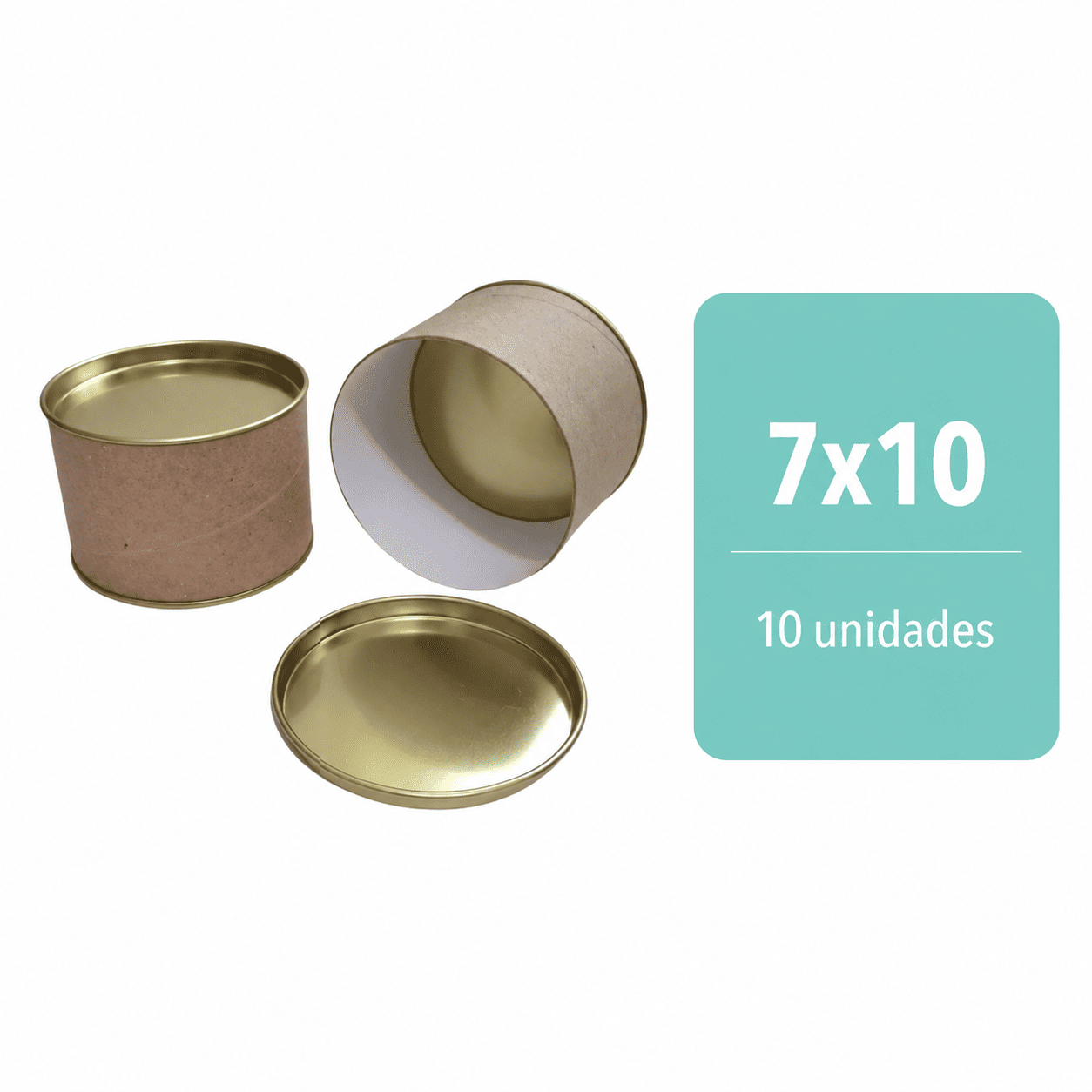 Kit Tubo Lata Kraft Tampa Metálica Dourada - 7x10 (10 unidades)